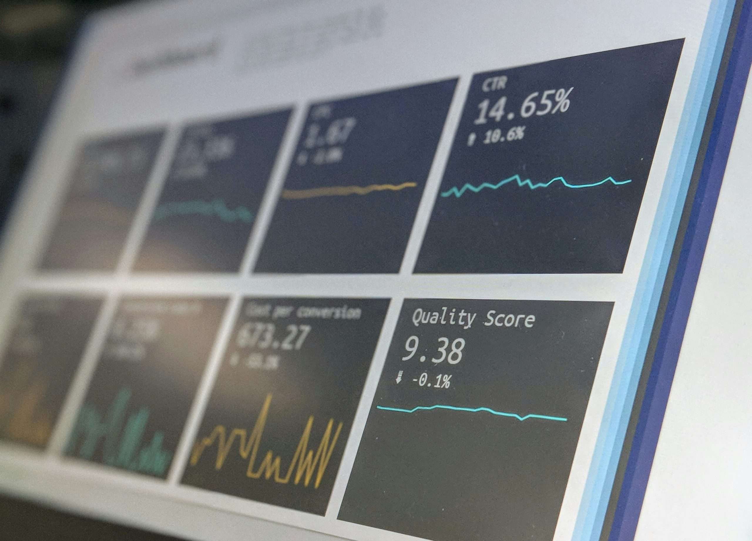 A data analytics dashboard seen on a laptop.