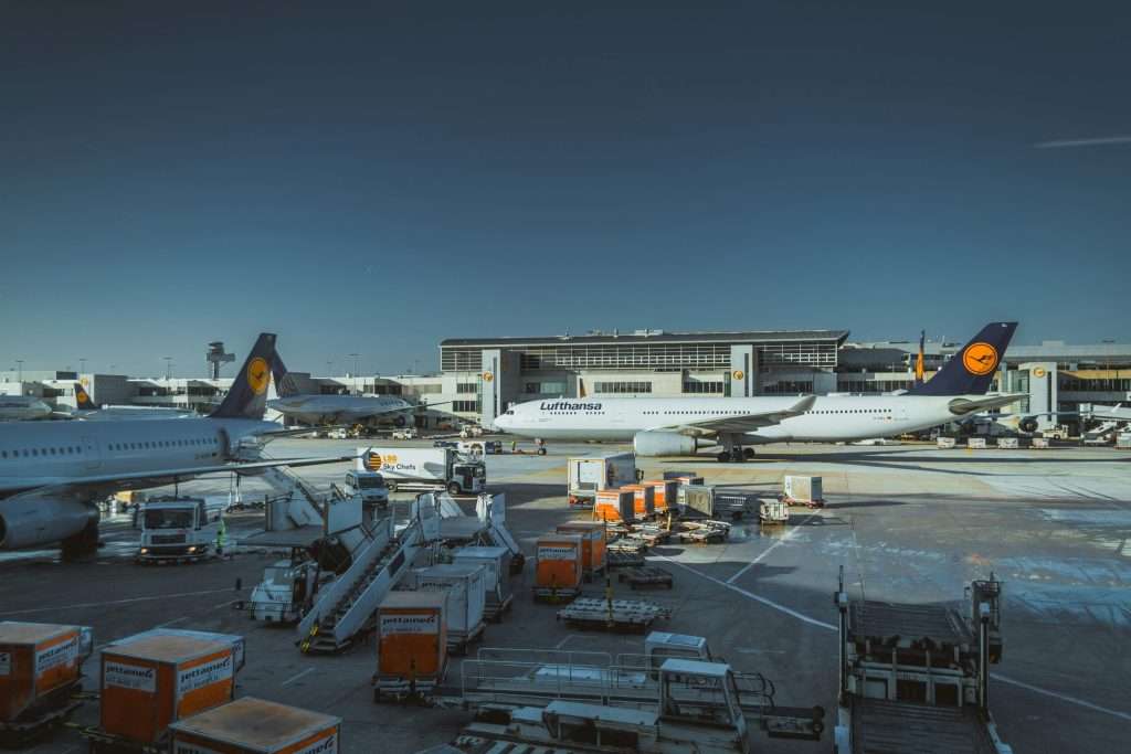 Cargo plane parked at airport.