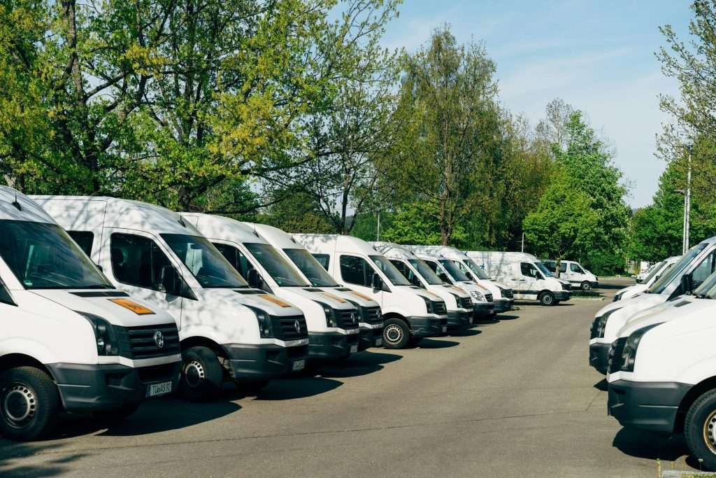 Delivery vans, parked.