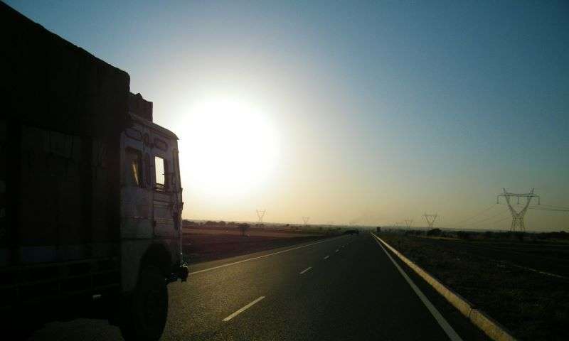 A lorry full of goods in transit.