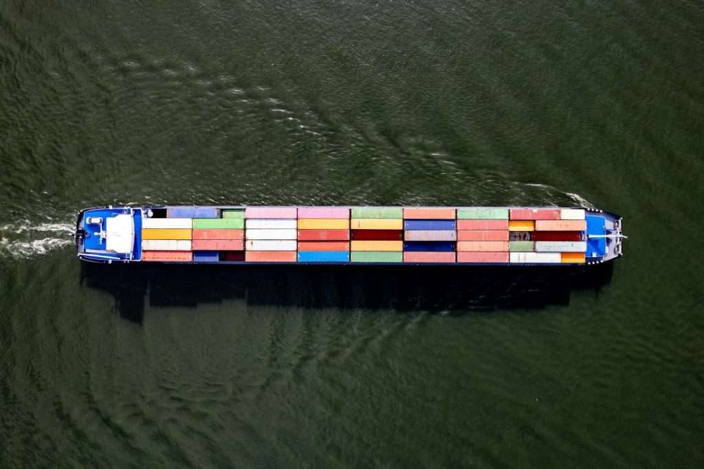 A shipping port in the US. The ports of Los Angeles and Long Beach, accounting for approximately one-third of all U.S. container imports, had their third-busiest month in July 2021.