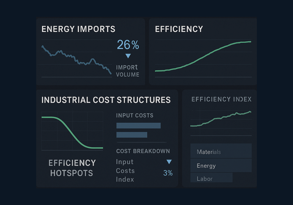 Efficiency Gains Cut Energy Imports and Shift Industrial Cost Structures